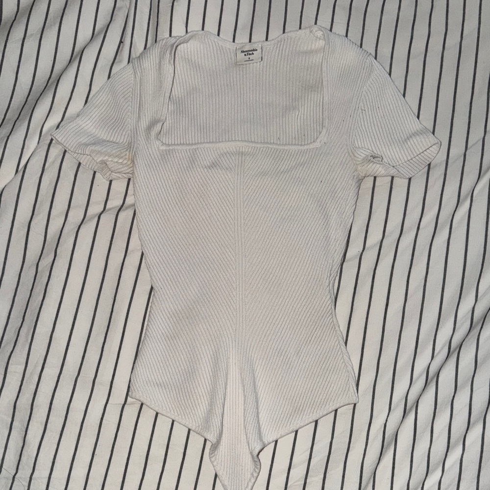 Abercrombie Cream Ribbed Bodysuit
